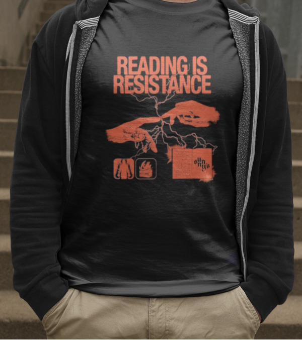 Sunnys Book Truck Reading Is Resistance With Hands And Open Books T-Shirt