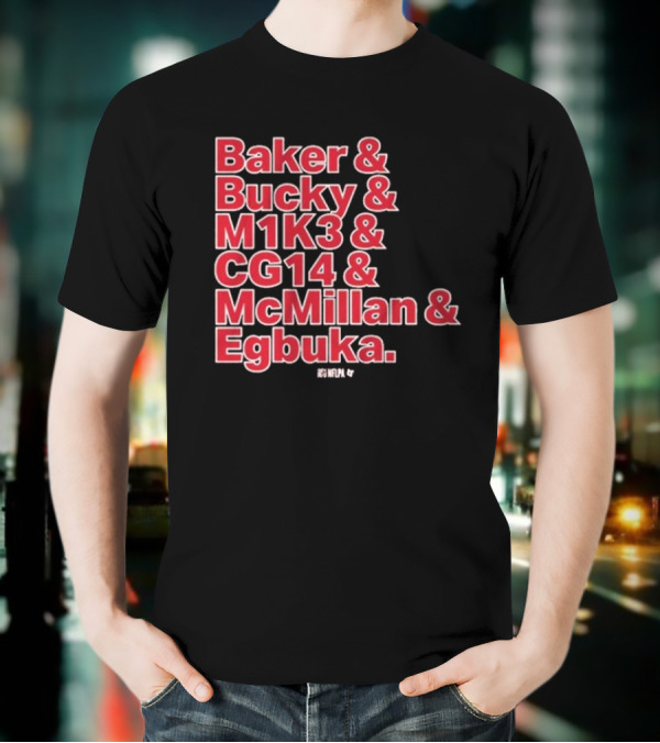 Baker & Bucky & M1K3 & CG14 & McMillan & Egbuka Names Tampa Bay Buccaneers T-Shirt