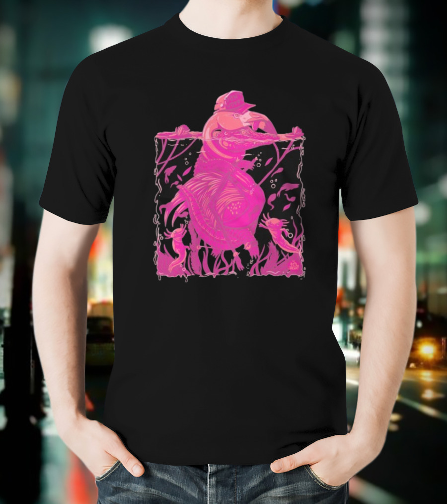 Ten Hundred Clever Girl Pink Dinosaur With Hat Underwater Artwork T-Shirt