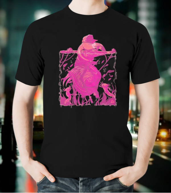 Ten Hundred Clever Girl Pink Dinosaur With Hat Underwater Artwork T-Shirt