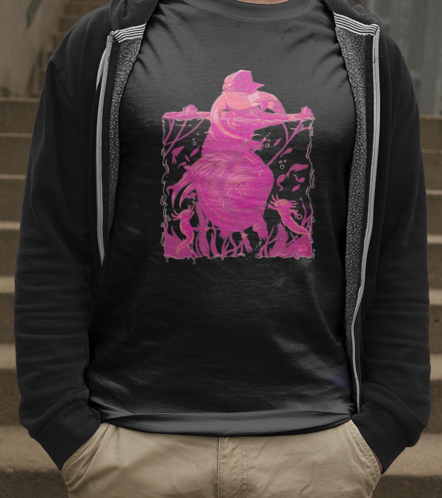 Ten Hundred Clever Girl Pink Dinosaur With Hat Underwater Artwork T-Shirt