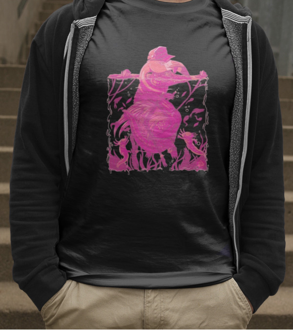 Ten Hundred Clever Girl Pink Dinosaur With Hat Underwater Artwork T-Shirt