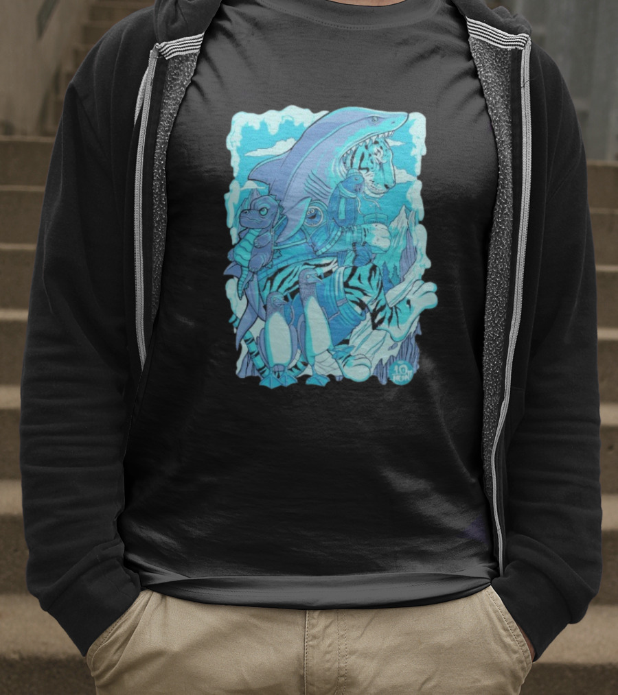 Ten Hundred Siberian Stroll Tiger Shark Creatures Penguins 10 Hun T-Shirt