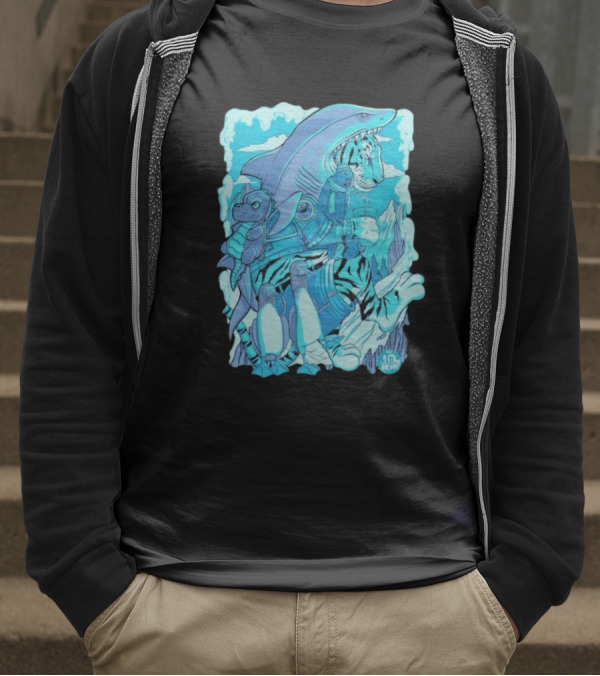 Ten Hundred Siberian Stroll Tiger Shark Creatures Penguins 10 Hun T-Shirt