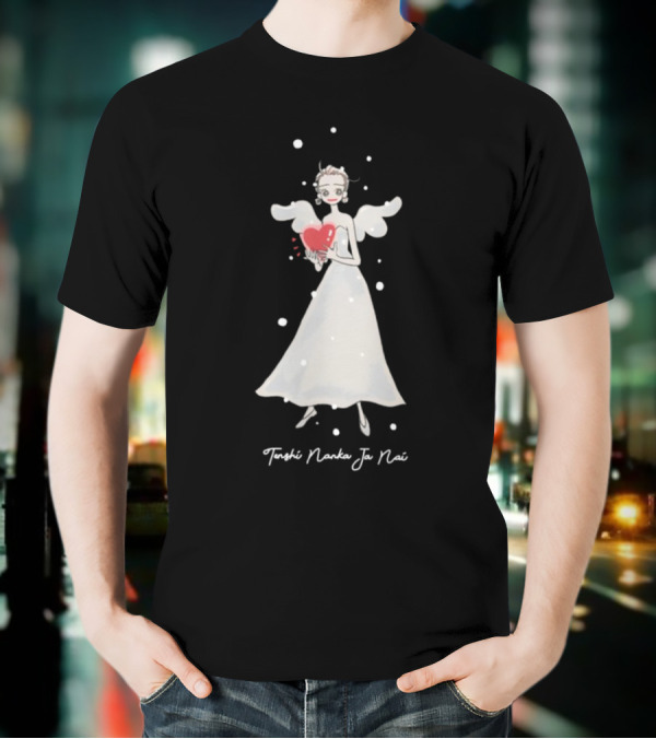 Tenshi Nanka Ja Nai Angel Illustration Holding Heart T-Shirt