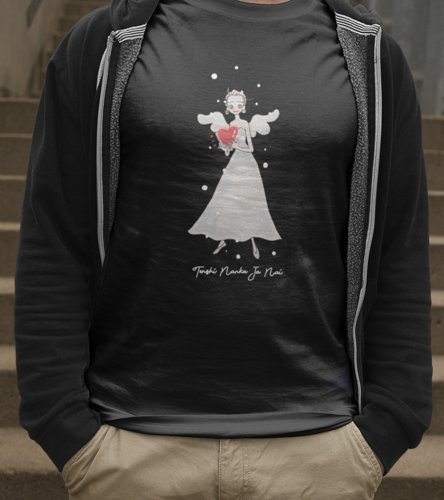 Tenshi Nanka Ja Nai Angel Illustration Holding Heart T-Shirt