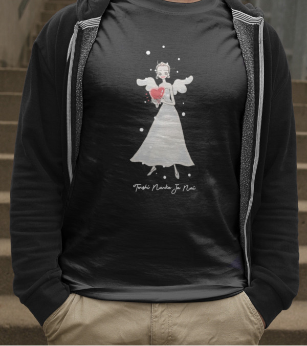 Tenshi Nanka Ja Nai Angel Illustration Holding Heart T-Shirt