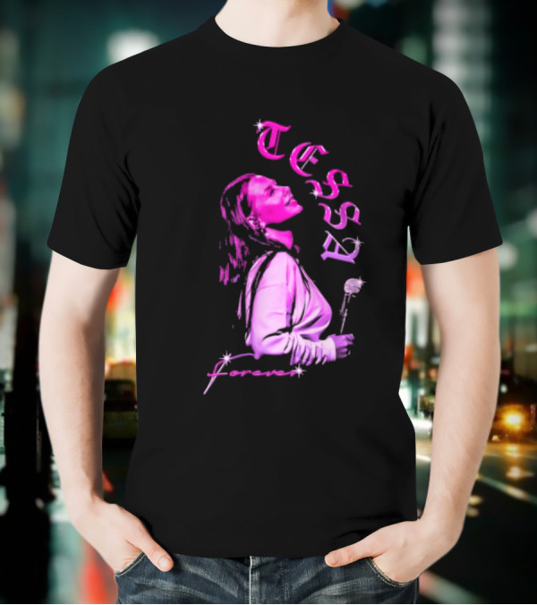 Tessa Forever Økologisk Pink Silhouette With Rose And Stars T-Shirt
