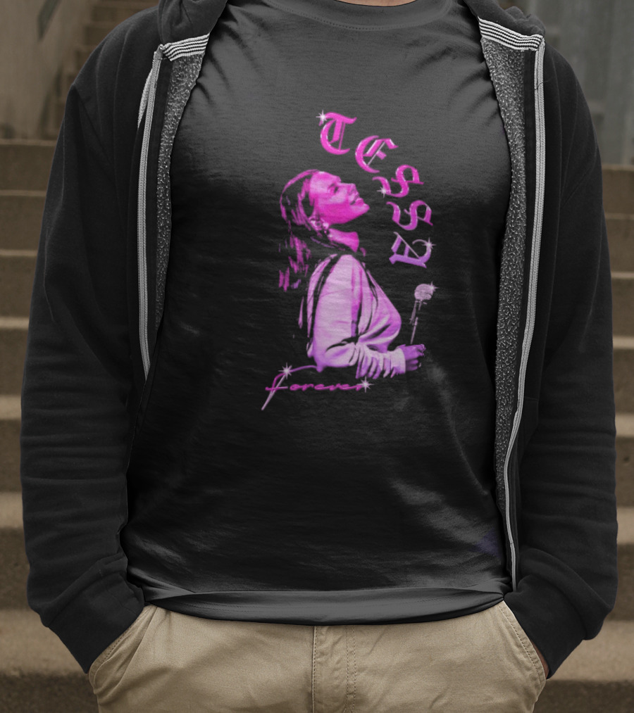Tessa Forever Økologisk Pink Silhouette With Rose And Stars T-Shirt