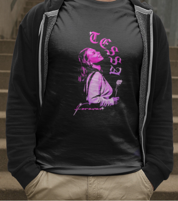 Tessa Forever Økologisk Pink Silhouette With Rose And Stars T-Shirt