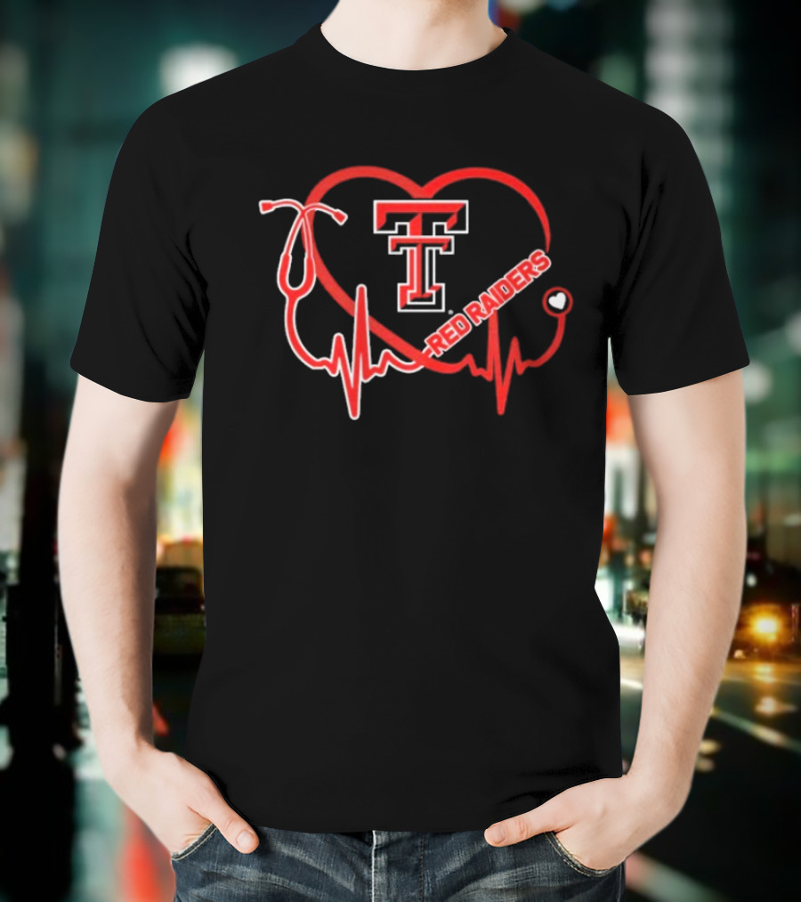 Texas Tech Red Raiders Heartbeat Nurse Stethoscope Icon T-Shirt