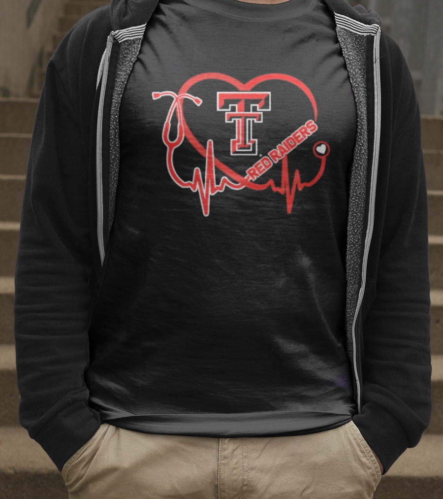 Texas Tech Red Raiders Heartbeat Nurse Stethoscope Icon T-Shirt