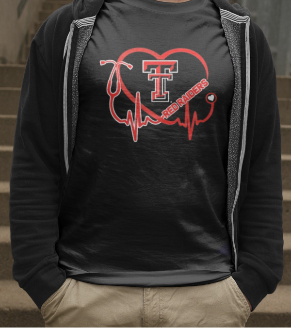 Texas Tech Red Raiders Heartbeat Nurse Stethoscope Icon T-Shirt