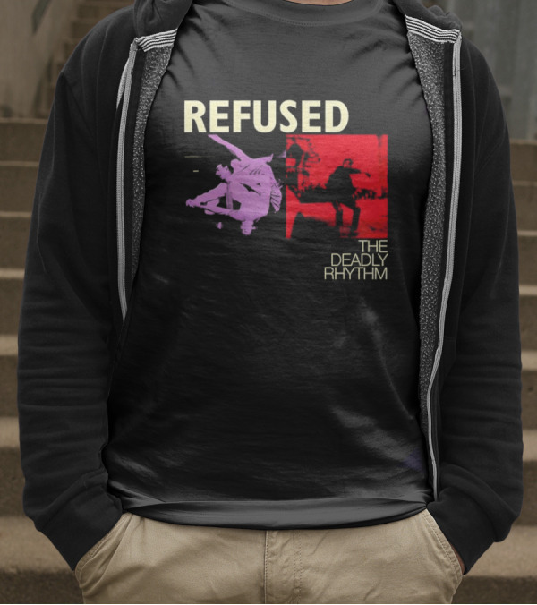 Refused The Deadly Rhythm Skater Red And Purple Imagery T-Shirt