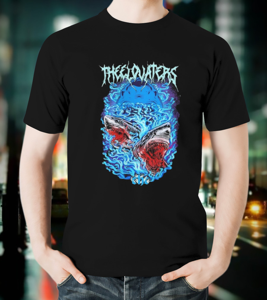 The Elovaters Beware Of Sharks Electric Blue Fierce Shark Trio T-Shirt