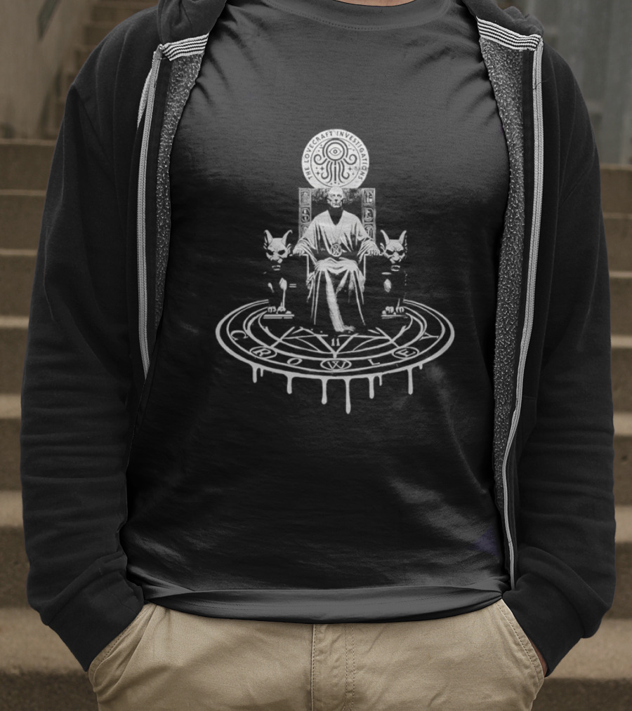 The Lovecraft Investigations Occult Symbolism Ancient Ritual Circle Specter Cats T-Shirt