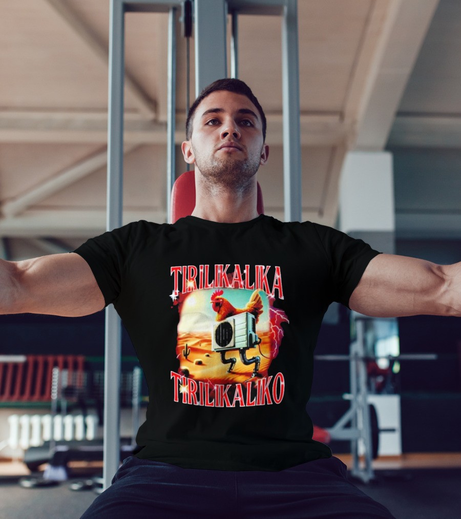 Tirilikalika Tirilikaliko Chicken Robot Desert Scene T-Shirt
