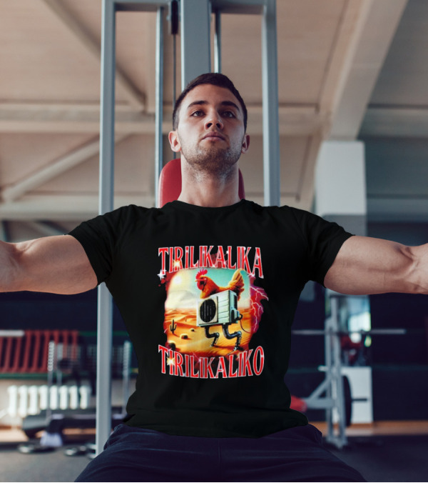 Tirilikalika Tirilikaliko Chicken Robot Desert Scene T-Shirt