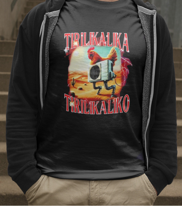 Tirilikalika Tirilikaliko Chicken Robot Desert Scene T-Shirt