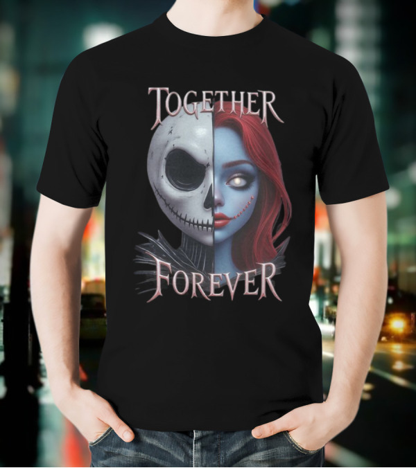 Together Forever Jack And Sally Half Face Mashup T-Shirt