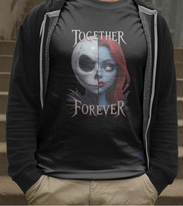 Together Forever Jack And Sally Half Face Mashup T-Shirt