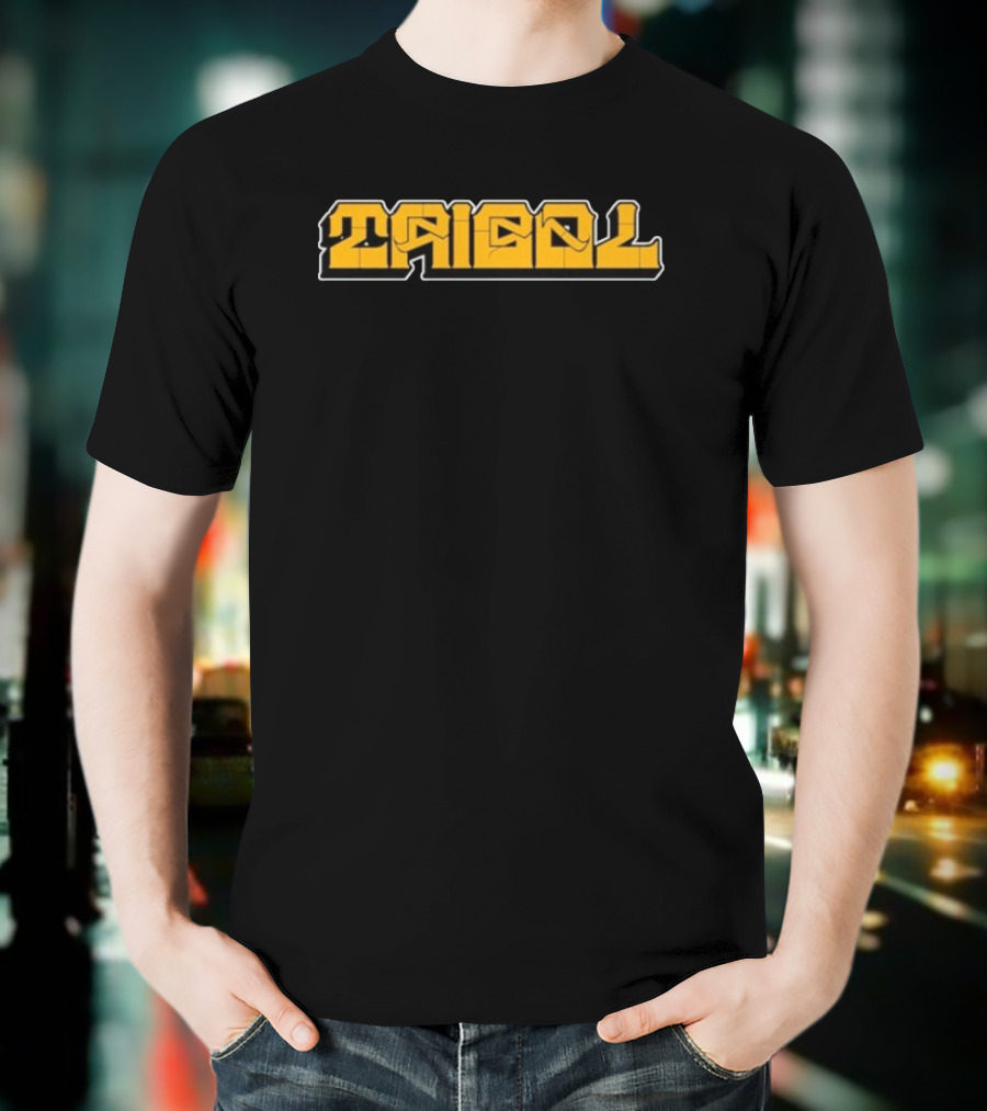 Tribal Gear Victim Gold Graffiti Font Bold Yellow Text T-Shirt