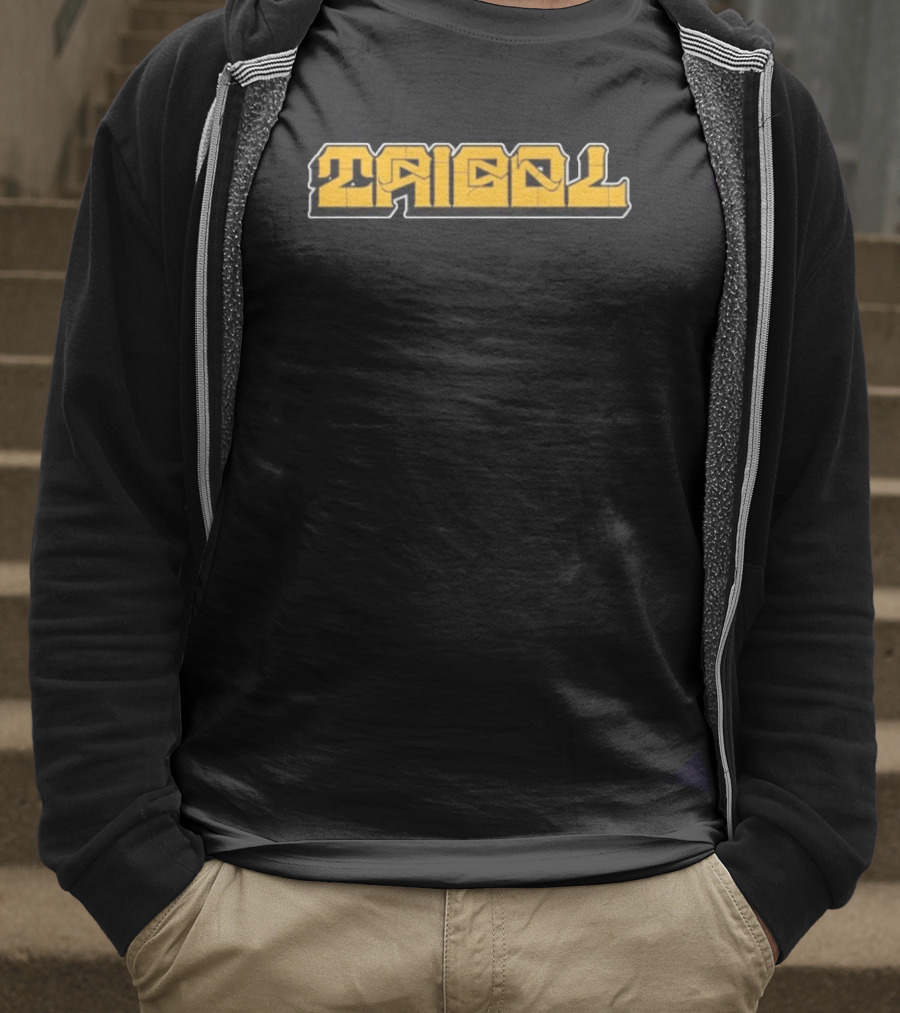 Tribal Gear Victim Gold Graffiti Font Bold Yellow Text T-Shirt