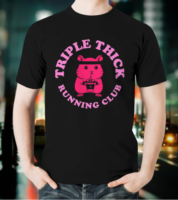 Triple Thick Running Club Hamster Weightlifting Fun T-Shirt