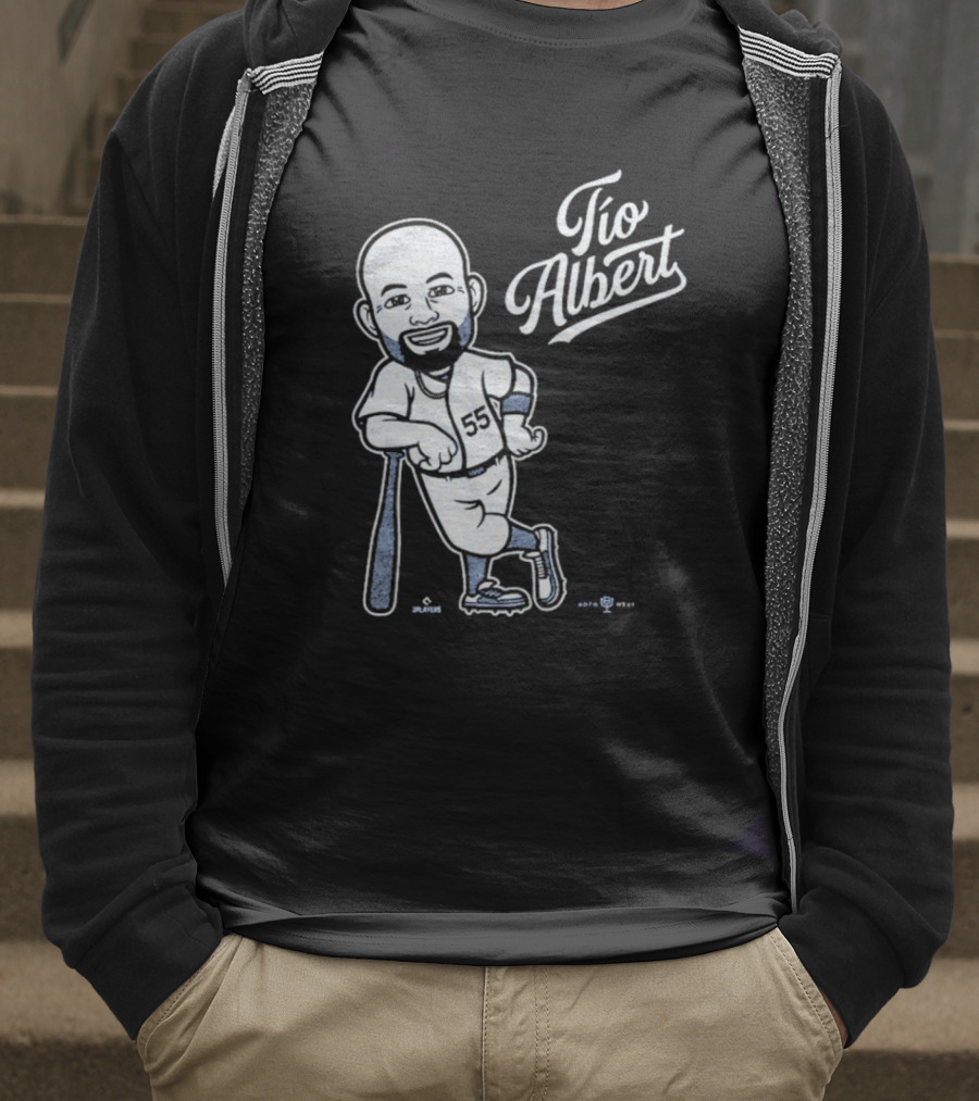 Tío Albert Baseball Player Cartoon With Bat And Number 55 T-Shirt