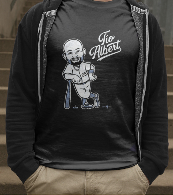 Tío Albert Baseball Player Cartoon With Bat And Number 55 T-Shirt