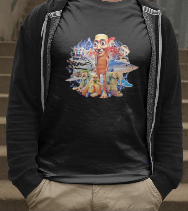 Tung Tung Tung Sahur Crocodilo Bombardino Tralalelo Tralala Br Br Patapim Brain Rot Crocodilo Bombardino Character Collage T-Shirt