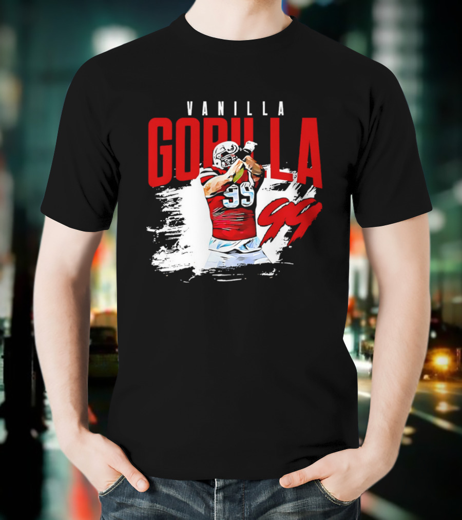 Vanilla Gorilla Number 99 Football Jersey Athlete Action Pose T-Shirt