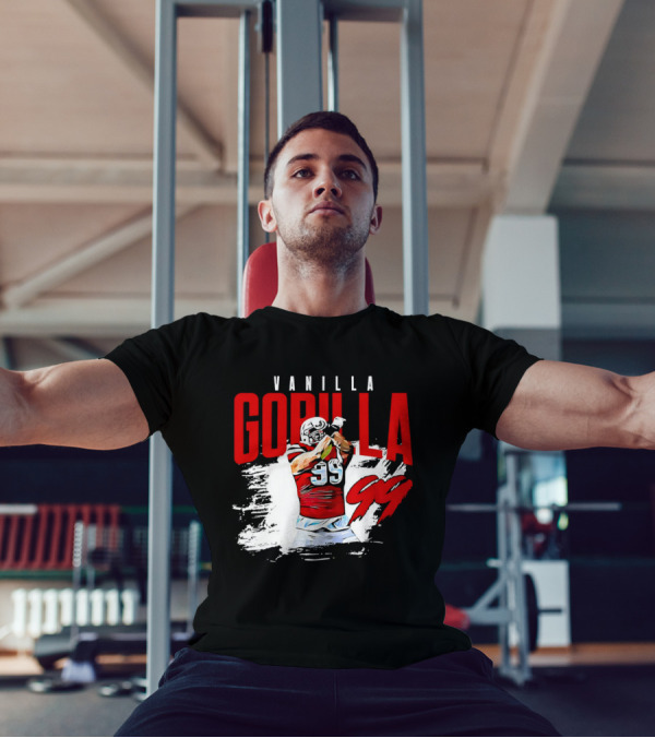 Vanilla Gorilla Number 99 Football Jersey Athlete Action Pose T-Shirt