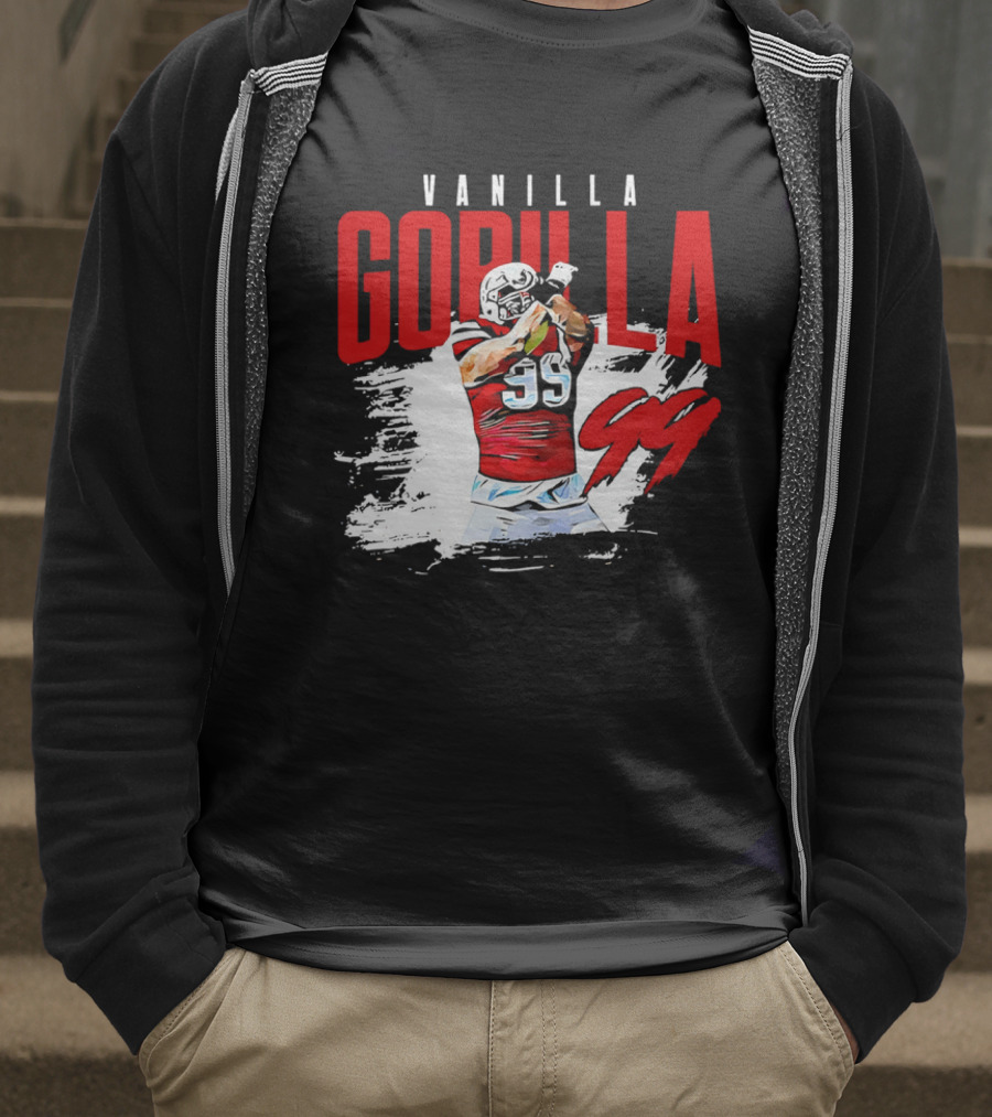 Vanilla Gorilla Number 99 Football Jersey Athlete Action Pose T-Shirt