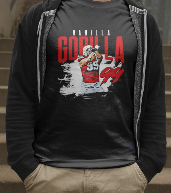 Vanilla Gorilla Number 99 Football Jersey Athlete Action Pose T-Shirt