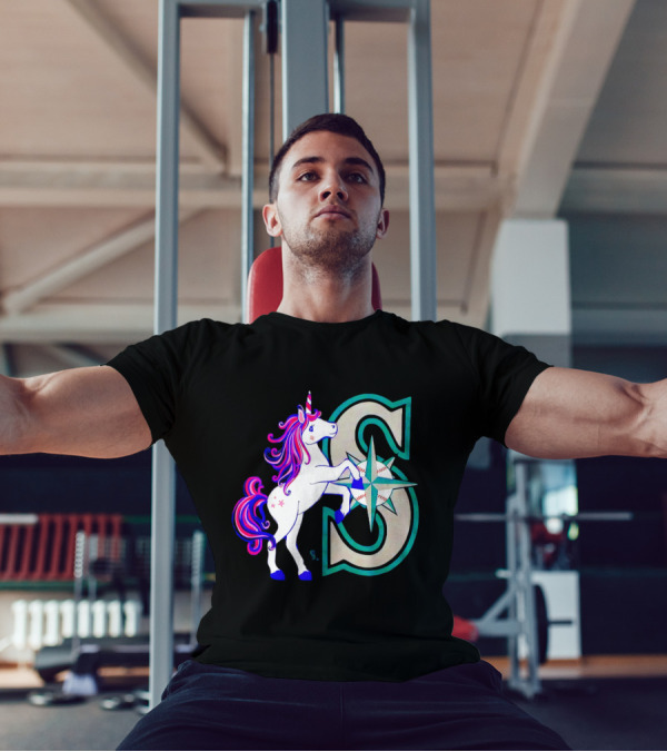 Unicorn Seattle Mariners Baseball Emblem With Compass And Stars T-Shirt