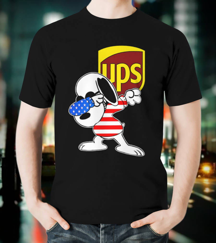 Snoopy American Flag Dabbing UPS Shield T-Shirt