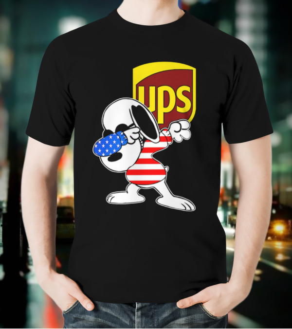 Snoopy American Flag Dabbing UPS Shield T-Shirt