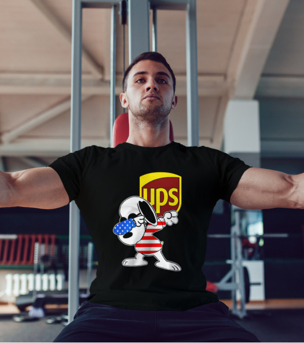 Snoopy American Flag Dabbing UPS Shield T-Shirt