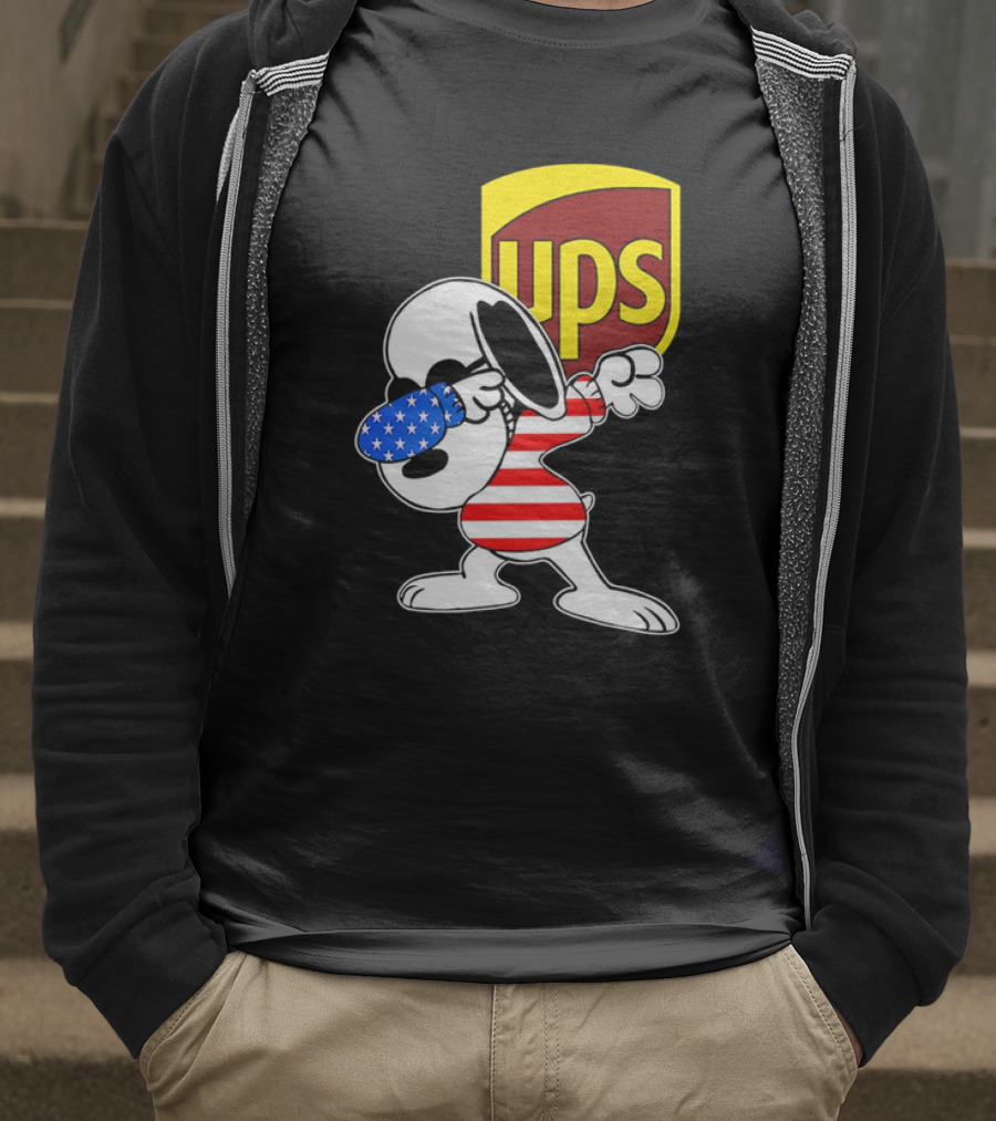 Snoopy American Flag Dabbing UPS Shield T-Shirt