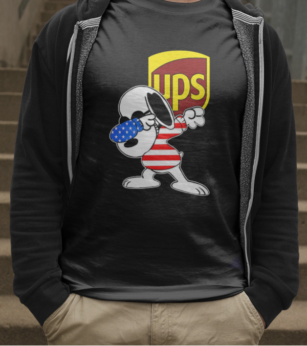 Snoopy American Flag Dabbing UPS Shield T-Shirt