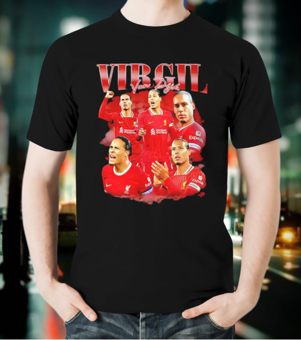 Virgil Van Dijk Liverpool FC Number 4 Captain Liverpool Red Jersey T-Shirt