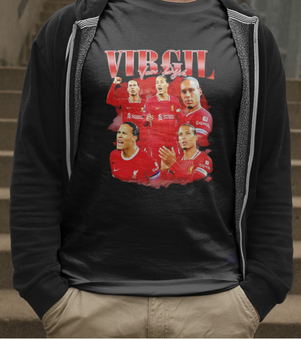 Virgil Van Dijk Liverpool FC Number 4 Captain Liverpool Red Jersey T-Shirt