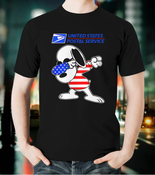 USPS United States Postal Service Snoopy Dabbing American Flag T-Shirt
