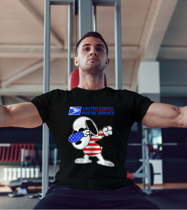 USPS United States Postal Service Snoopy Dabbing American Flag T-Shirt