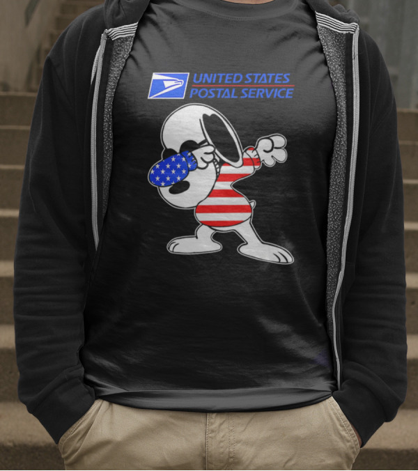 USPS United States Postal Service Snoopy Dabbing American Flag T-Shirt