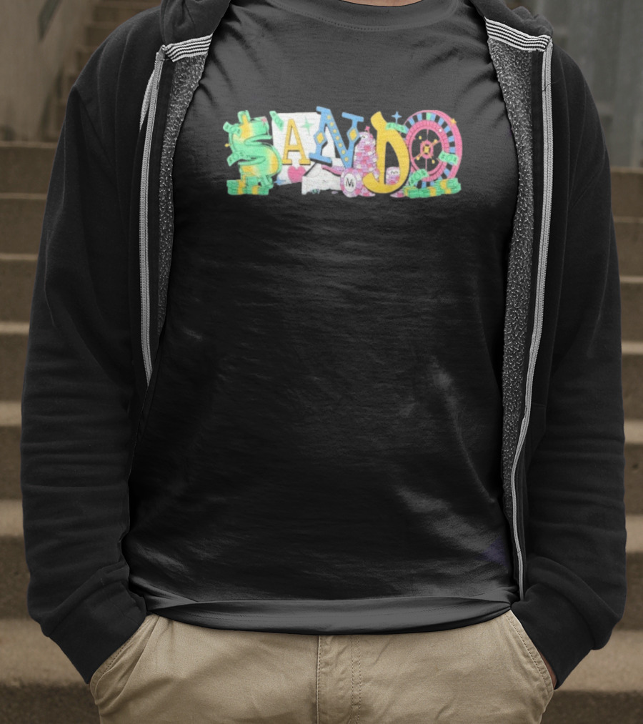 Vegas Matt Sando Casino Theme Money Roulette And Dice T-Shirt