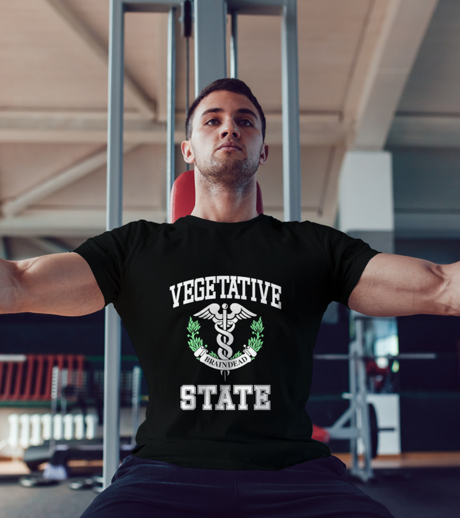 Vegetative State Caduceus Emblem Laurel Wreath T-Shirt