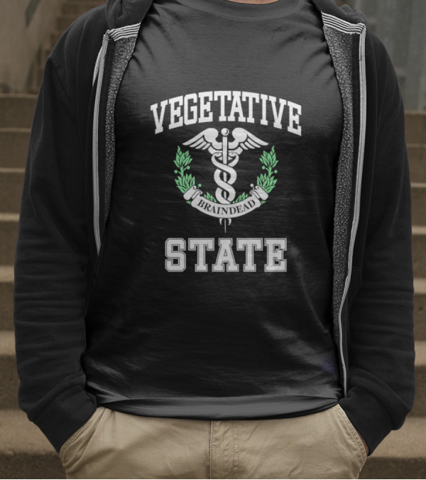 Vegetative State Caduceus Emblem Laurel Wreath T-Shirt