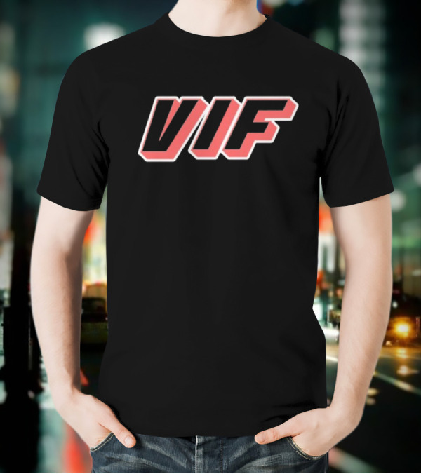 VIF Bold Red Black Outline Text T-Shirt
